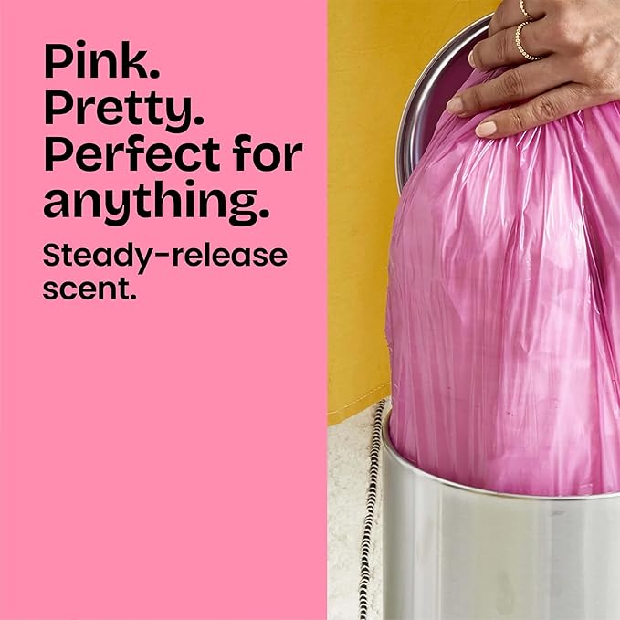 Glad Small Trash Bags 4 Gallon, Febreze Cherry Blossom Garbage Bags, Odor Resistant with Drawstring, 34 Count