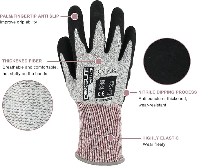 CYRUS Nitrile Gardening Gloves for Women＆Men, Thorn-Proof Garden Gloves,Work for Yard Garden, Weeding, Digging, Pruning