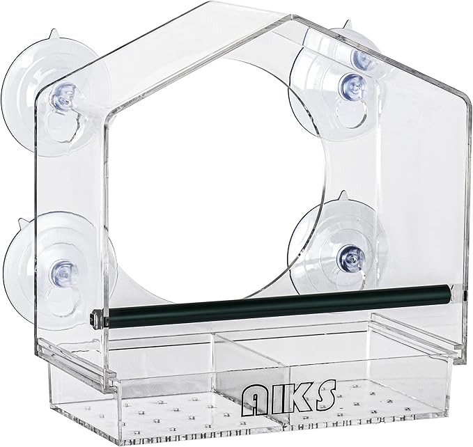 Window Bird Feeder with 4 Extra Strong Suction Cups, Large Outdoor Bird House for Cardinals Bluebird Chickadees etc.