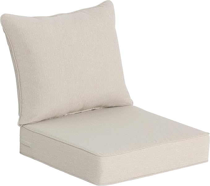 COZYVIDA Outdoor Deep Seat Cushion Set of 2, 22"x24" Seat & 23"x19" Back, C0 Water-Resistant Breathable Fabric, UV-Resistant 1000+ Hrs, 30D Foam with Recycled Fiber Fill,Putty