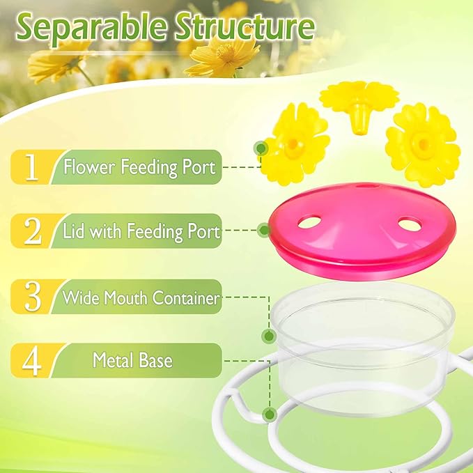 Window Hummingbird Feeders for Outdoors: 2 Pack Hummingbird Feeders for Windows, Easy to Clean and and Refil Nectar - Plastic Humming Bird Feeder with Metal Base & 6 Feeding Ports, Gifts for Mom Dad