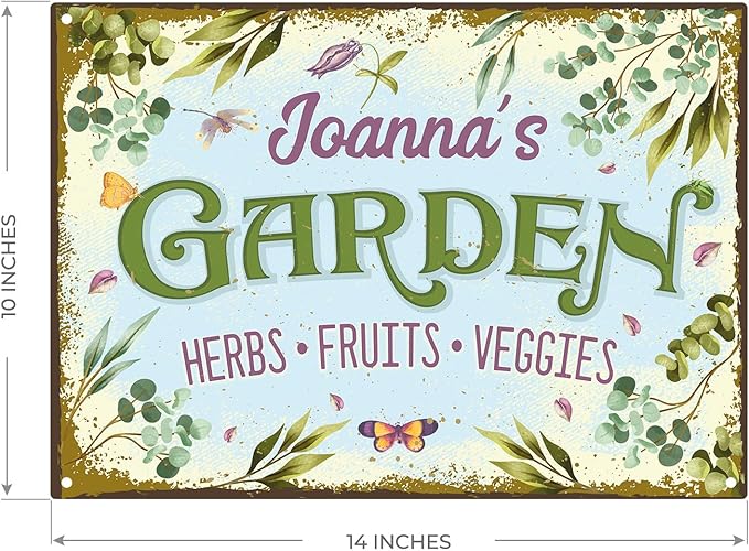 Custom Garden Sign, Present, Personalized Name for Vegetable Patch and Backyard Décor Sign, 10x14 Inches, Rust Free .040 Aluminum, Fade Resistant, Made in USA by Sigo Signs