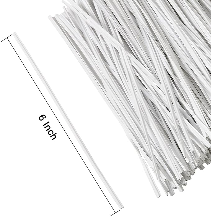 Tangyinrd 300 Pcs 6 inch White Plastic Twist Ties, Cable Ties, for Bags, Gardening Tools