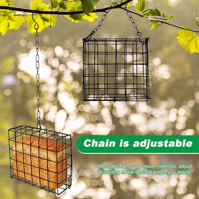 2Pcs Bird Feeder for Outdoors Suet Cage Bird Feeder,Suet and See d Block Cage,Hanging Birds Feeder,Hanging for Garden Yard Outside - Suet Cake Feeders fo Attracting Birds
