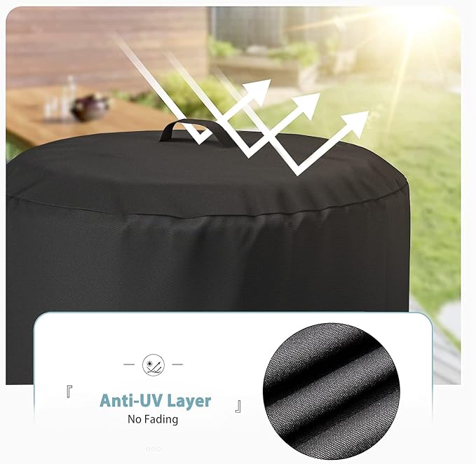 Fire Pit Cover for Solo Stove Yukon, Also Fits for 27"-29" Fire Pit, Waterproof & Windproof with Reinforced Handle, 29 Dia x 18 H, Black