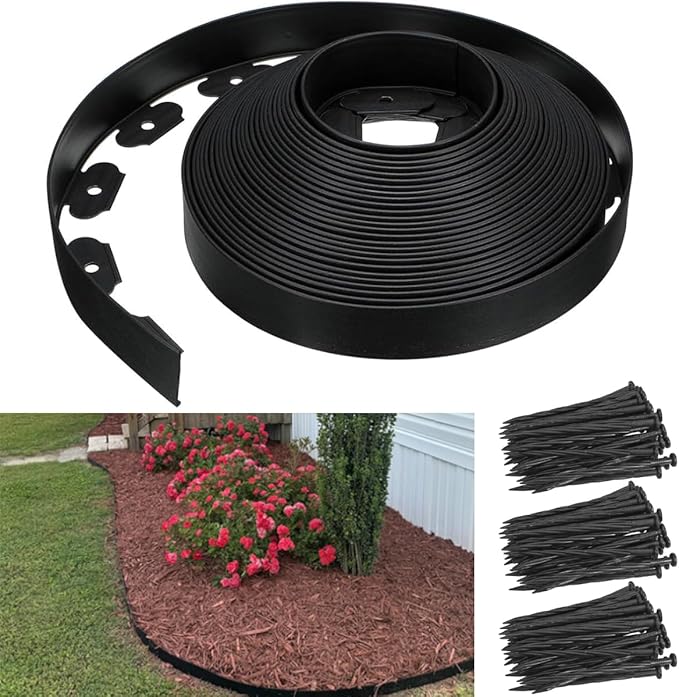 49FT Landscape Edging,1.5IN Tall Garden Edging Borders with 75pcs Stakes,Flexible Lawn Edging Border Kit,Mini Plastic Fence for Yard Flowerbeds,Grass