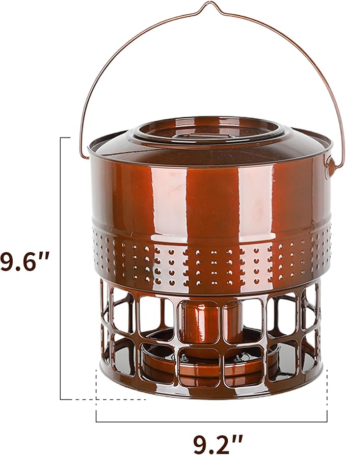 Solution4Patio Bird Feeder, 10LB Powder Coated Metal Wild Birdfeeder with 32 Feeding Stations & Triple Perches, Rust-Proof Hanging Design for Cardinals, Finches and Outdoor Garden Use (Glazed Red)