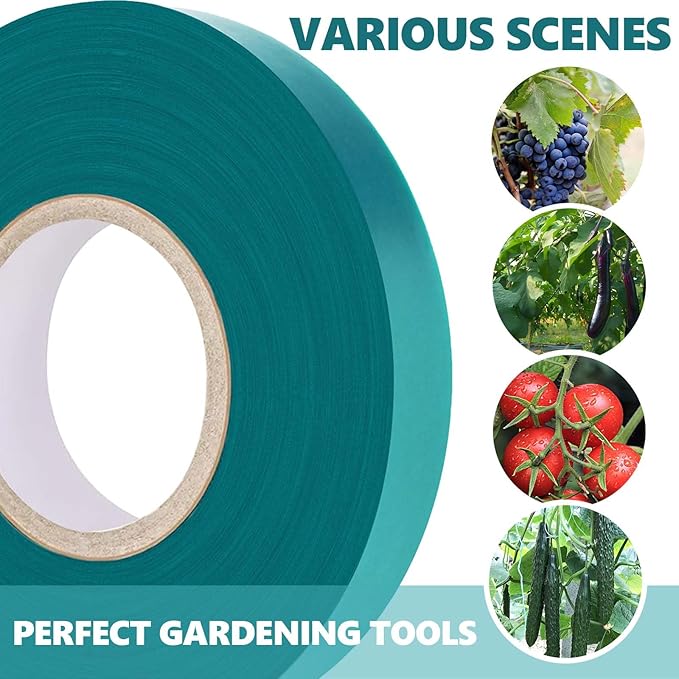 Easytle Stretch Tie Tape Roll, 1/2" 150ft Garden Tie Tape, Thick Sturdy Plant Ribbon Garden Green Vinyl Stake Gardening Tools for Indoor Outdoor Patio Plant Use