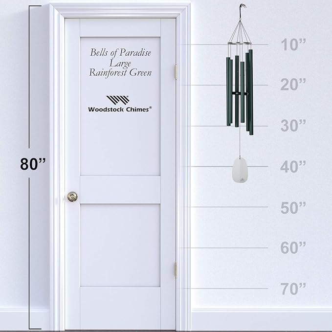 Woodstock Chimes Signature Collection, Bells of Paradise, Rainforest Green 44", Decor Designs Wind Chimes for Outdoor, Patio, Home or Garden Décor (BPLRG)