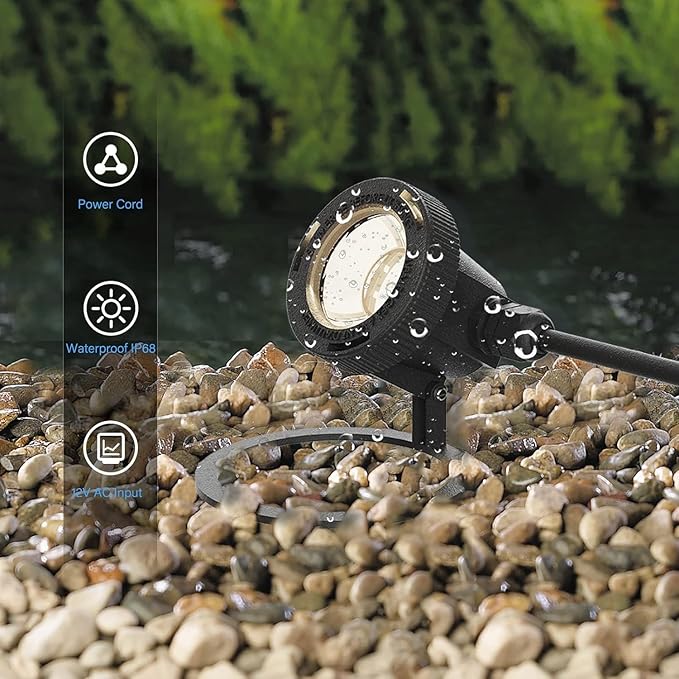 GOODSMANN Landscape Lights 4PK Low Voltage Pond Lights Led Underwater 12V AC Underwater Lights for Fountain Warm White 5.4W 135 Lumen Submersible Led Lights Work with Low Voltage Transformers