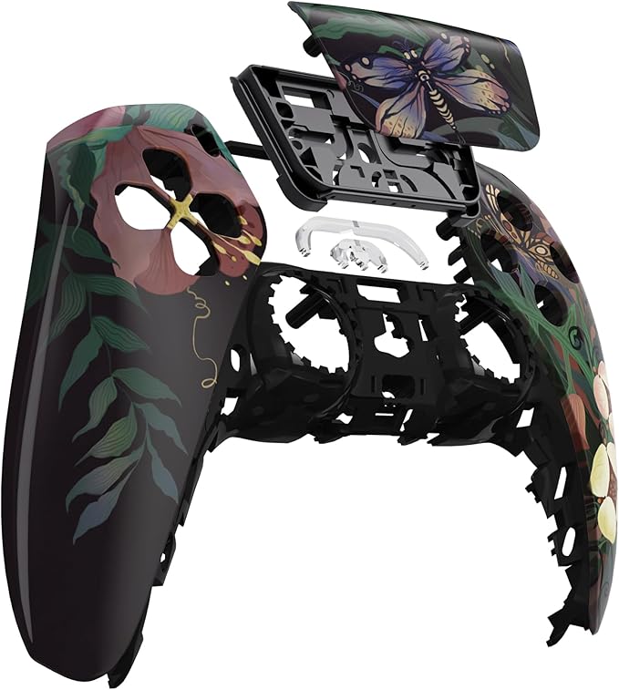 eXtremeRate Mysterious Garden Touchpad Front Top Shell Compatible with ps5 Controller BDM-010 020 030 040 050, DIY Replacement Shell Custom Touch Pad Cover Compatible with ps5 Controller