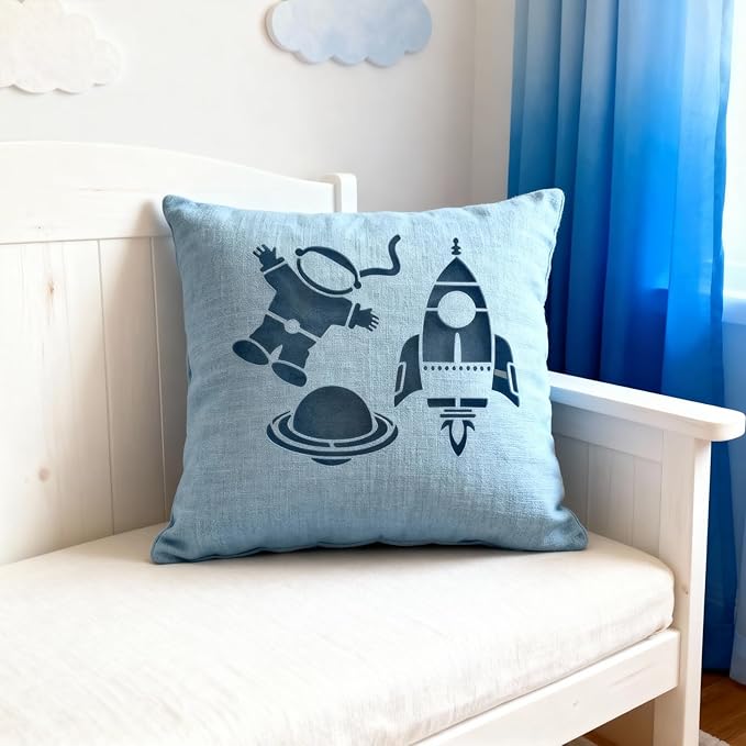 TIAMECH A4 Reusable Astronaut Stencil for Painting - Rocket Planet Layering Template, DIY Wall Art, Wood Furniture, Scrapbook & Crafts (8.3x11.7inch)