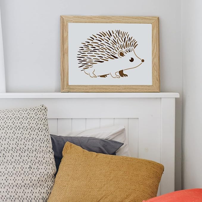 FINGERINSPIRE Hedgehog Stencil - 11.7x8.3inch Reusable Hedgehog Painting Template for Wall, Floor, Furniture, Wood and Paper