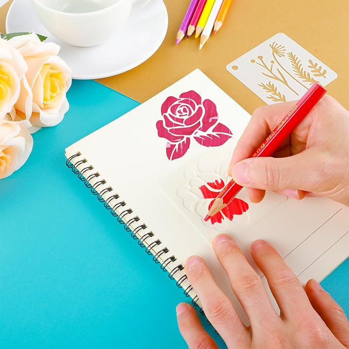 20 Pcs 2.95 Inch Flower Stencils for Crafts, Rock Painting, Home Decor