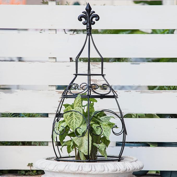 29-Inch Garden Trellis Obelisk - Durable Metal Support for Indoor & Outdoor Climbing Plants, Perfect for Vertical Gardening & Potted Plants, Stylish Design for Home and Garden