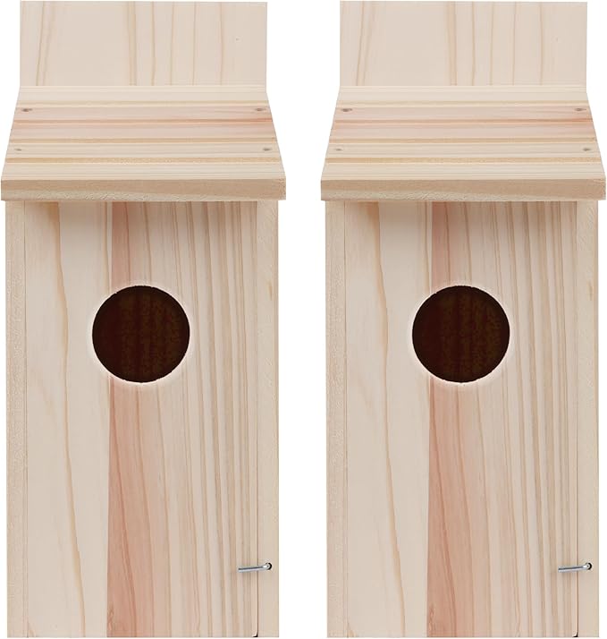 2 Pack Bird Houses for Outside,Bluebird Box Houses for Outside,Cedar Finch Swallow Wren Hummingbird Birdhouse,DIY