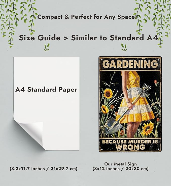 Gardening Gifts for Women and Men - Funny Garden Decor Sign, Vintage House Decor for Plant Lovers, Cool Gifts for Gardeners, Greenhouse Accessories, Plant Accessories, Outdoor Garden Signs, 8"x12"