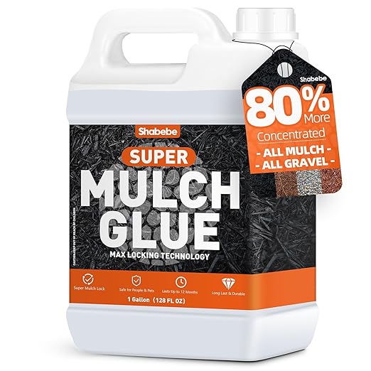 Mulch Glue for Landscaping, 1Gallon Rock Glue, Fast-Dry Non-Toxic Weather-Resistant Strong Gravel Binder, Pine Straw Outdoor Strong Pebble Gravel Hold for Garden, Mulch Lock and Pea Gravel