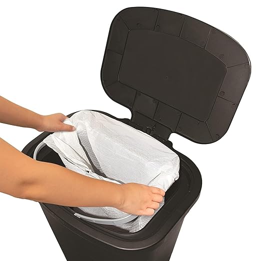 Glad 20 Gallon Trash Can - Plastic Kitchen Waste Bin with Odor Protection of Lid - Hands Free with Step On Foot Pedal and Garbage Bag Rings, Black