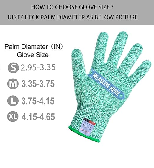 Cut Resistant Gloves, 2 Pairs of Food Grade Cut Resistant Gloves, Cutting Gloves for Kitchen, Oyster Shucking, Fish Fillet Processing, Carving Wood and Gardening(Large-Green)
