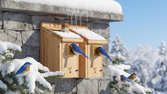 Premium 2pk XXXLL Bluebird Houses for Outside,Heavy Duty Western Red Cedar Audubon Bird House for Outdoor,Wall Pole Mountable,1.5” Metal Guard Hole 13/16" Thick, Assembling Need, 2026 Updated Version