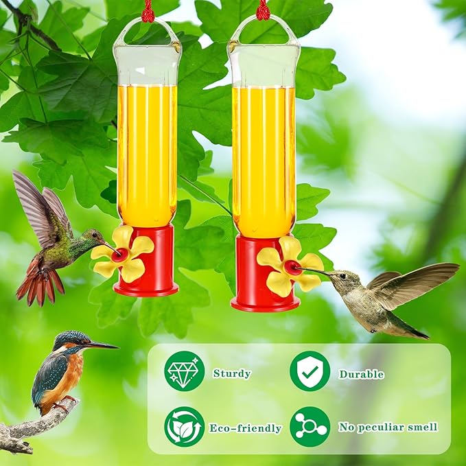10 Pack Small Hummingbird Feeder for Outdoors Mini Hummingbird Feeders with S Hook Cleaning Brush Plastic Single Hummingbird Feeders for Outdoors Window Hanging