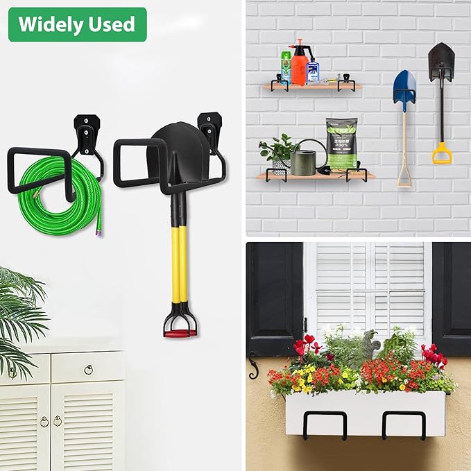 Garden Hose Holder - 2 Pack Hose Hanger Wall Mount, Heavy Duty Water Hose Holder for Outside Use in Yard, Metal Durable Hose Hooks, Ideal for Water Hose Storage