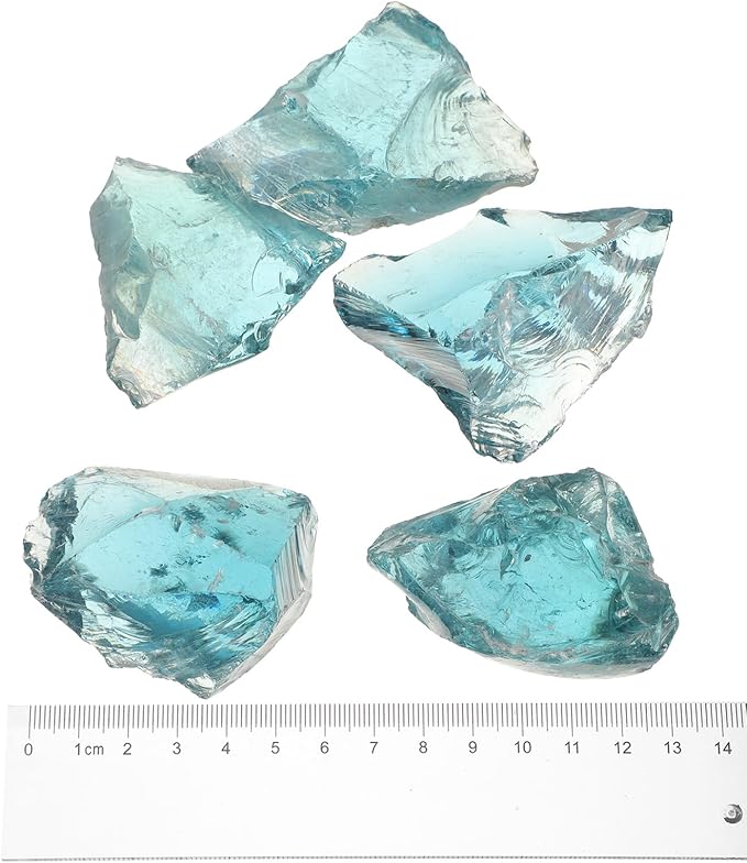 uxcell Fire Glass for Fire Pit, 3-5cm(1-1/5"to 2") High Luster Reflective Glass Rocks for Natural or Propane Fireplace, Safe for Outdoors and Indoors Fire Pit Glass, Turquoise, 400g/14oz