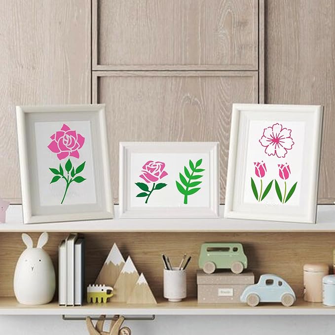 70pcs Small Flower Stencils for Painting on Wood Tiny Nature Leaf Stencils and Patterns Leaves Vine Stencil Floral Template Paint Stencils on Art Craft Canvas Wall Fabric Rock (70 Flower)