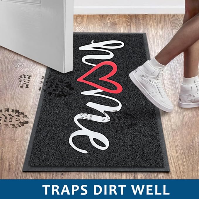 EARTHALL Door Mat Outside Inside Home Doormat, 32"x20", Durable Floor Mat Non Slip Mat Ultra Absorb Mud Easy Clean Front Doormat for Garage, Entryway, Patio, High Traffic Areas, Black
