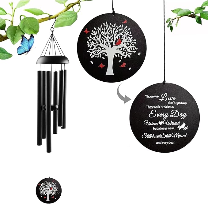Memorial Wind Chimes for Loss of Loved One,Cardinal Wind Chimes Sympathy Wind Chime for Loss of Loved One,Windchimes in Memory of Loved One,Father Mother Bereavement Memorial Gifts for Remembrance