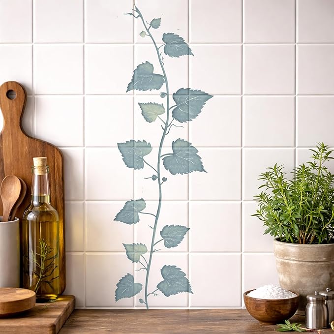 Grape Leaves Stencil 8.5x11 Inch Reusable Plastic Template for Painting Crafts Rustic Wall Art and Home Décor
