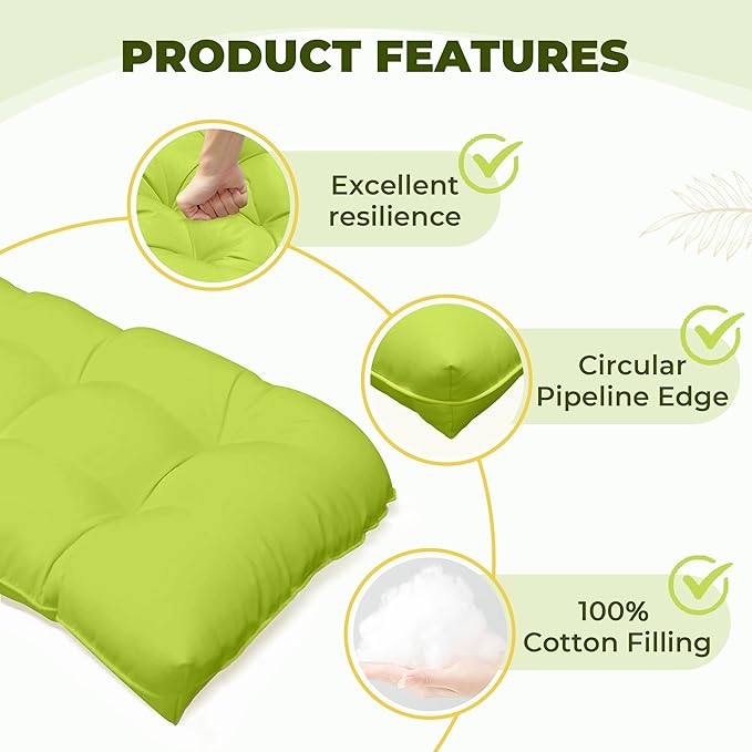 Wicker Chair Cushions of 5 Pieces, Waterproof Outdoor Loveseat Cushion for Wicker Furniture, 1 Love Seat Cushion, 2 U-Shape and 2 Lumbar Pillows for Patio Furniture (Light Green)