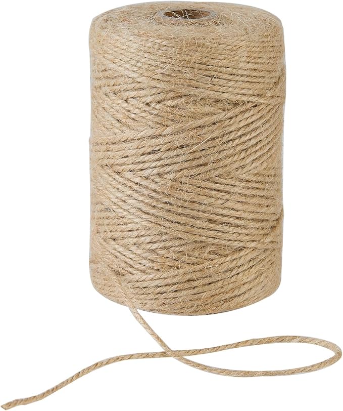 2mm 328 Feet Natural Jute Twine, for Crafts Gift, Craft Projects, Wrapping, Bundling, Packing, Holiday Packaging Twine, Gardening and More, Jute Rope to Use Around The House and Garden