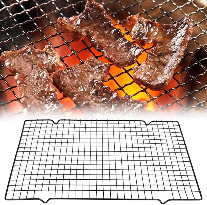 Coolbird 16 * 10 inch BBQ Grill Mesh Metal BBQ Barbecue Grill Grilling Mesh Wire Cooking Net Outdoor,Barbecue Grilled Grid (Black)