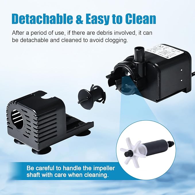 ECO-WORTHY 449 GPH Solar Powered Water Fountain Pump Upgraded Dry-run Protection Brushless Submersible Pump 12V-24V DC with 16.4ft(5M) Power Cord, 10.17 ft High Lift, 2Nozzles for Pond, Hydroponics