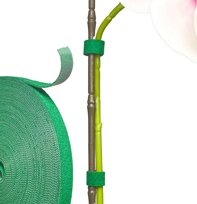 50 feet Reusable Garden Plant Ties, Green, Heavy Duty Soft Grip Strips, Roll for Supporting Plants, Trees, Vines