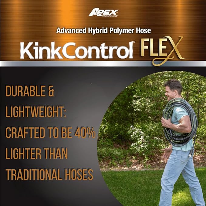 Kink Control Flex Advanced Hybrid Hose - 50 Ft Outdoor Hose, 40% Lighter, Ultra Flexible, Easy to Maneuver, Neverkink Technology, Durable Construction