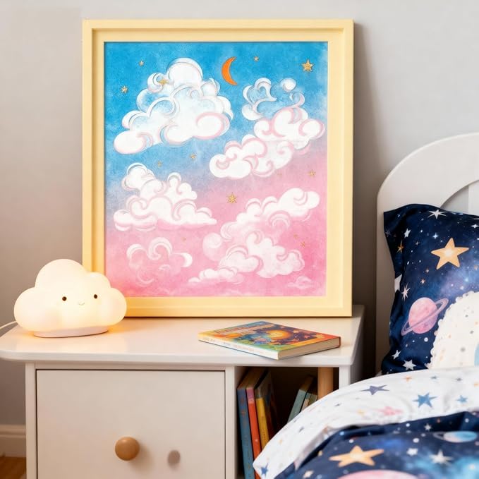 TIAMECH A4 Reusable Cloud Stencil for Painting - Star Moon on Sky Layering Template, DIY Wall Art, Wood Furniture, Scrapbook & Crafts (8.3x11.7inch)