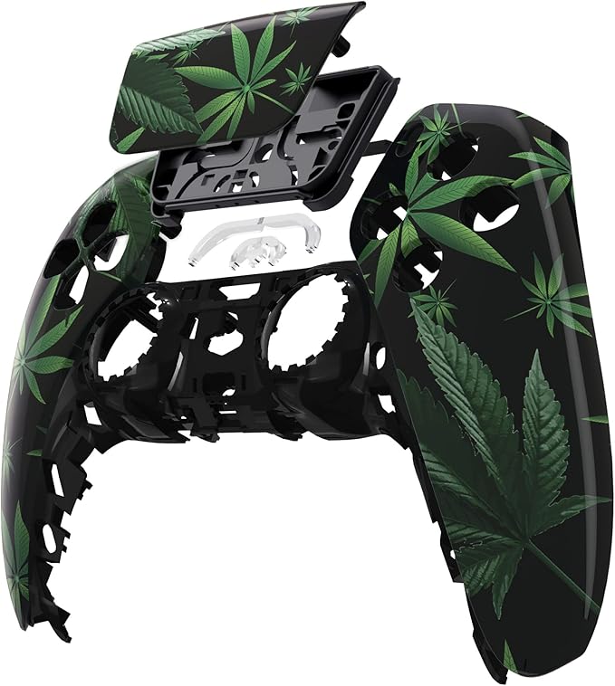 eXtremeRate Green Weeds Touchpad Front Top Shell Compatible with ps5 Controller BDM-010 020 030 040 050, DIY Replacement Shell Custom Touch Pad Cover Compatible with ps5 Controller