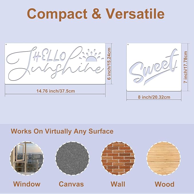 Welcome Stencils Set for Painting on Wood, Seasonal Letter Templates with Spring Summer Fall Winter Designs – 22 PCS Large PET Stencils for DIY Crafts, Signs, Home Décor, Porch, and Card Making