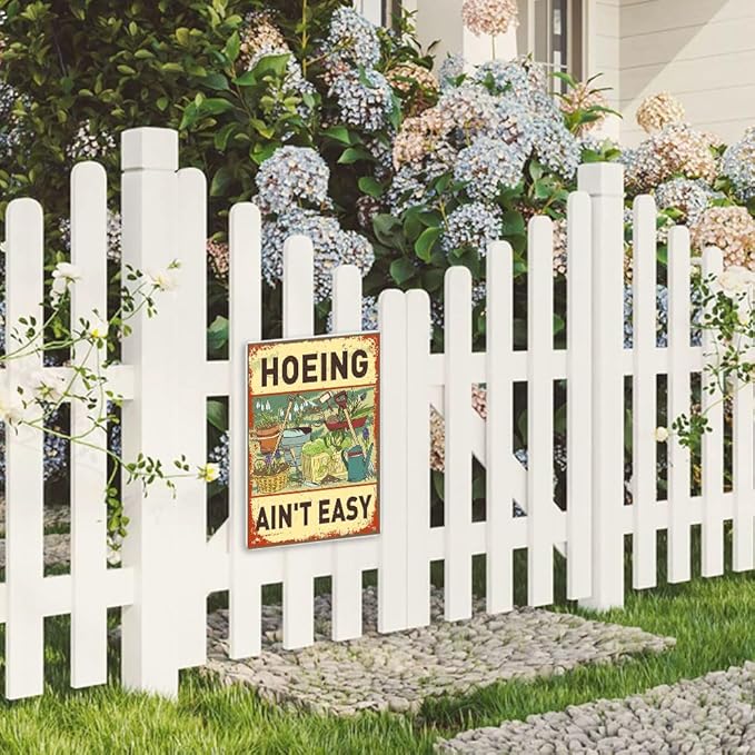 Funny Garden Sign For Outside 7.8 X 11.8 Inch, Humorous Garden Accessories Patio Decor Signs for Outside, Funny Signs Gardening Gifts For Women Plant Lovers Metal Wall Decor
