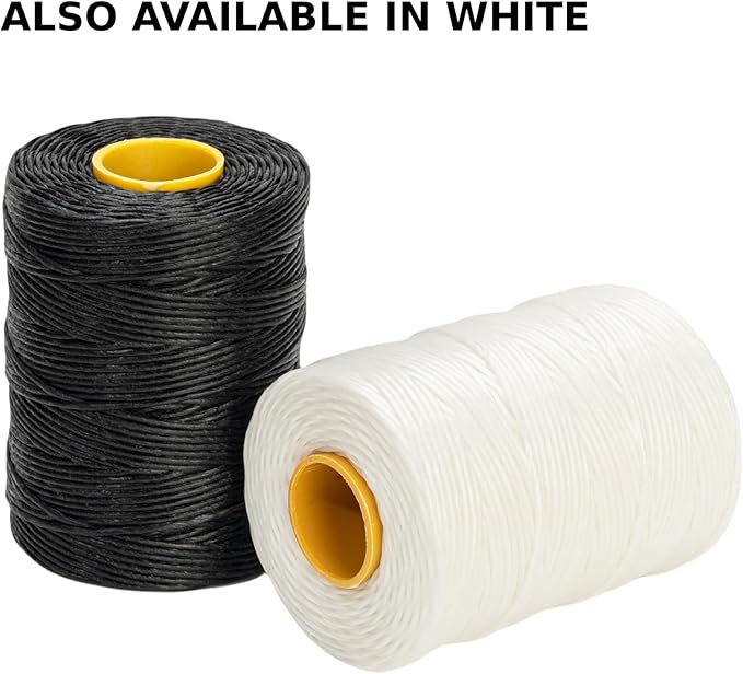 9-Ply Black String Waxed Twine, 660 Feet per Roll Heavy Duty Twine String, Black Cable Tie Down Wax Lacing Cord for Indoor or Outdoor Use,Thick Black Twine Wax String with 160 LBS Tensile Strength (1)