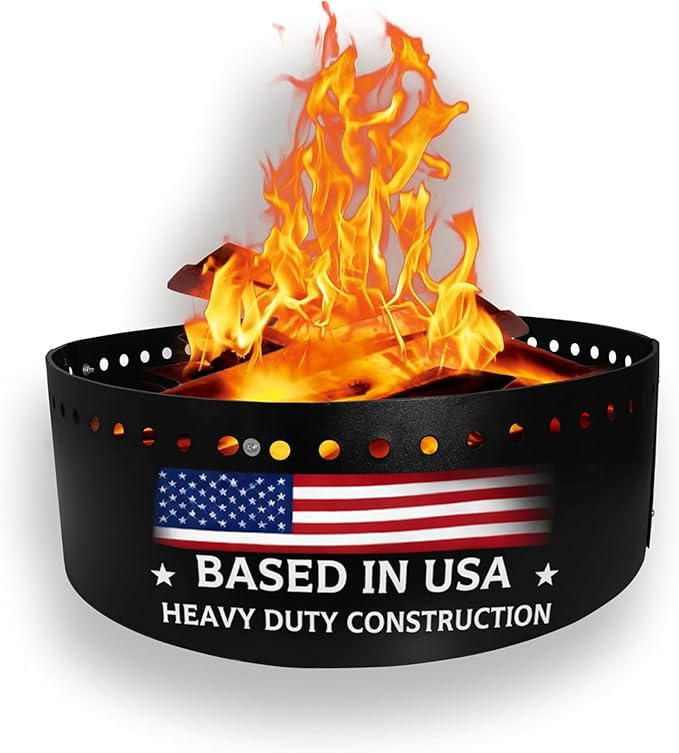 FEBTECH Smokeless Fire Ring for Outside Fire Pit - 36" Diameter & 12" Height - Durable Carbon Steel Insert for DIY In-Ground or Above-Ground Bonfires, Perfect for Gardens, Camping, and Gatherings