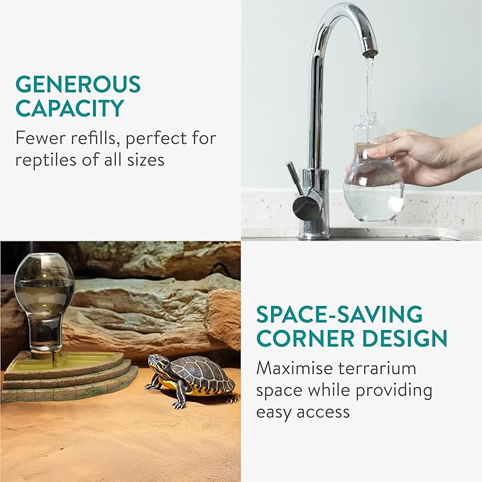 Navaris Corner Reptile Water Bowl, 400ml - Lizard & Tortoise Dish Accessories for Enclosure - Water or Food Bowls for Turtle, Lizard, Gecko, Bearded Dragon, Hedgehog, and More