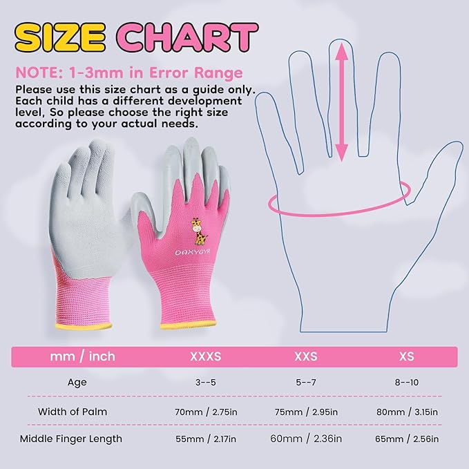 3/6 Pairs Kids Gardening Gloves, Latex Coated Non-Slip Work Gloves, Outdoor Gardening Gloves for Youth, Boys & Girls