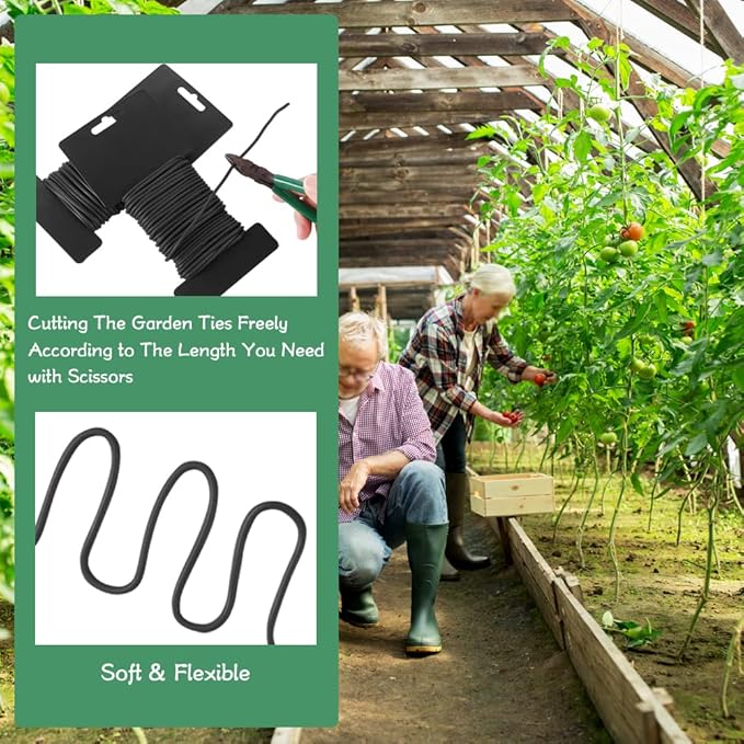 Shintop Reusable Garden Plant Twist Tie 2.8mm, 2PCS 65Feet Heavy Duty Soft Wire Tie for Tomato Plants, Climbing Roses and Vines Organizing (Black)