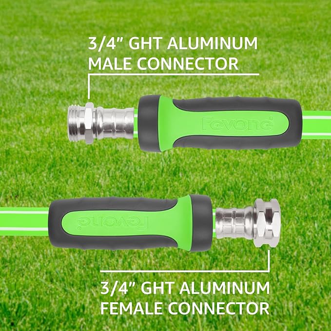 Fevone 80 ft Kink Free Garden Hose with Swivel Handle, All Weather Flexible, Heavy-Duty & Durable, Leak-Free Connection