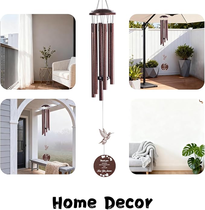 Hummingbird wind chime,37 inches, suitable for garden, patio and courtyard decoration, as a gift for bereaved, consoling, mourning and commemoration, given to loved ones who have lost their loved ones
