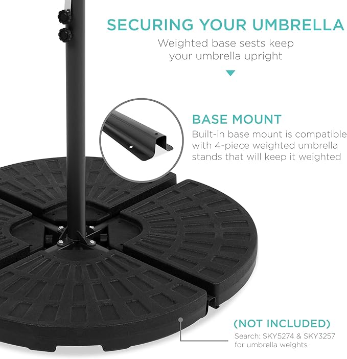 Best Choice Products 10ft Solar LED Offset Cantilever Hanging Market Patio Umbrella, 8 Sturdy Ribs, Easy Adjustment - Rust